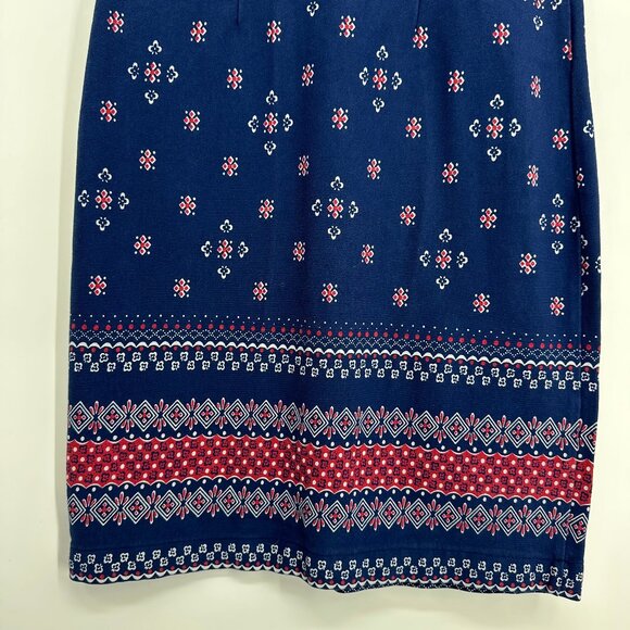 Talbots Sheath Dress XSP Foulard Print Sleeveless Cotton Navy Blue Red Casual - Picture 8 of 11